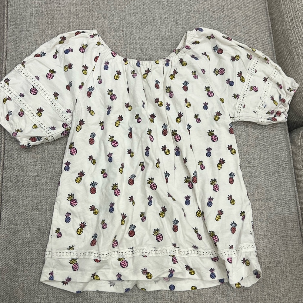 GAP White Blouse with Colorful Pineapple Print